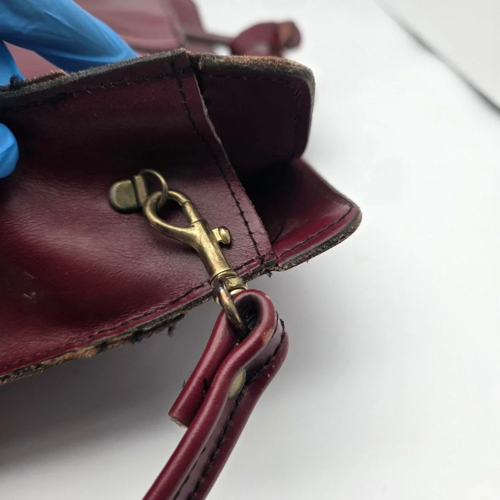 Maximillian Top Grain Cowhide Leather Laptop Bag Briefcase Burgundy Vintage
